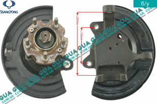 Поворотный кулак / цапфа правая с ступицей под ABS / АБС D16 2WD SsangYong / САНГЙОНГ KYRON 2.0XDI (1998 куб.см.)