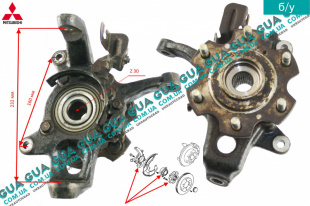 Поворотный кулак / цапфа левая с ступицей под ABS / АБС Z 30 Mitsubishi / МИТСУБИСИ PAJERO III 2000-2006 / ПАДЖЕРО 3 00-06 3.2DI-D (3200 куб.см.)