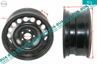 Диск колесный R16 6Jx16H2 ET41 металлический ( стальной / железный ) Opel / ОПЕЛЬ ASTRA H 2004-2014 / АСТРА 04-14 1.4 (1364 куб.см.)