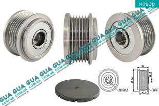 Шкив генератора 6 ручейков ( обгонная муфта )   