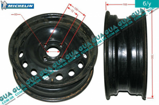 Диск колесный R14 5.5Jx14CHD ET36 металлический ( стальной / железный ) Renault / РЕНО CLIO II / КЛИО 2 1.9DTI (1870 куб.см.)