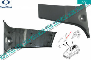 Внутренняя обшивка ( молдинг ) накладка стойки средней правой нижняя часть SsangYong / САНГЙОНГ KYRON 2.0XDI (1998 куб.см.)