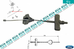 Трос ручного тормоза передний ( центральный ) L306/102 мм Ford / ФОРД MONDEO III 2001-2007 / МОНДЕО 3 2.0  16V DI/TDDI/TDCI (1998 куб.см.)