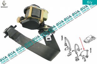 Ремень безопасности инерционный задний левый  с пиропатроном   