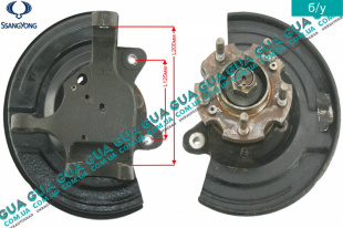 Поворотный кулак / цапфа левая с ступицей под ABS / АБС D16 2WD SsangYong / САНГЙОНГ KYRON 2.0XDI (1998 куб.см.)