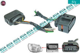 Фишка / разъем с проводами / штекер передней фары 8 контактов ( электрический корректор )   