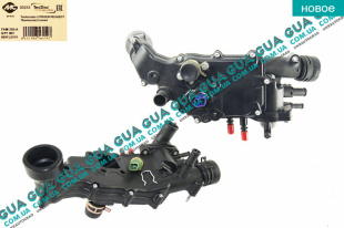 Корпус термостата / тройник / фланец охлаждающей жидкости 99- ( 66 kW ) )   