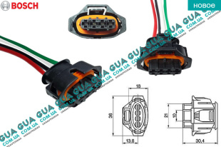 Фишка / разъем  с проводами датчика давления наддува воздуха  мапсенсора / колодка кислорода / лямбда зонда / штекер ДМРВ  расходомера / катушки зажигания 4 контакта   