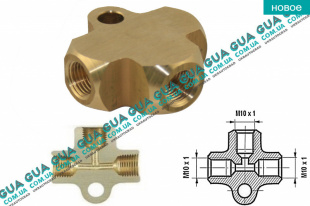 Переходник тормозной трубки тройник M10x1   