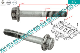 Болт / винт клапанной крышки ГБЦ M6 1шт. Renault / РЕНО LAGUNA II / ЛАГУНА 2 2.2DCI (2188 куб.см.),