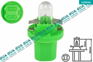 Лампа / лампочка 12V 2W BX8.5d ( BAX10d ) ( зеленая ) в панель приборов SsangYong / САНГЙОНГ KYRON 2.0XDI (1998 куб.см.)