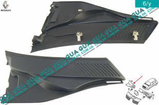 Пластик под лобовое стекло ( решетка стеклоочистителя ) правый Renault / РЕНО CLIO II / КЛИО 2 1.9DTI (1870 куб.см.)