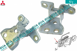 Петля верхняя двери правой задней Mitsubishi / МИТСУБИСИ PAJERO III 2000-2006 / ПАДЖЕРО 3 00-06 2.5TD 4WD (2477 куб.см.)