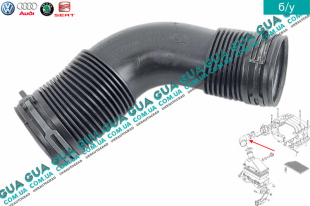 Патрубок воздушного фильтра ( от фильтра к дроссельной заслонке ) Seat / СЕАТ LEON 1999-2006 1.9SDI (1896 куб.см.)