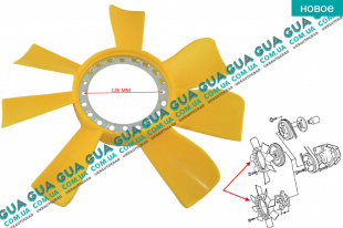 Крыльчатка двигателя 7 лопастей D385 ( вентилятор охлаждения ) -АС Ford / ФОРД TRANSIT 1985-2000 / ТРАНЗИТ 85-00 2.5D (2496 куб.см.)