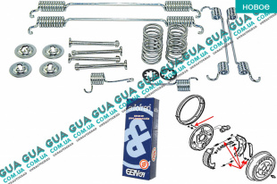 Ремкомплект барабанных колодок / комплект возвратных пружин тормозного механизма  D255x60 ( система BENDIX )   