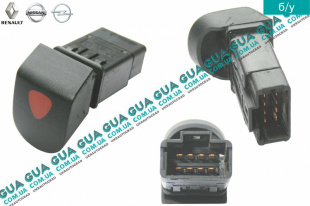 Кнопка аварийной сигнализации Renault / РЕНО KANGOO 1997-2007 / КАНГУ 97-07 1.5DCI (1461 куб.см.)