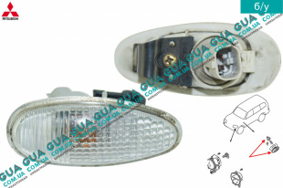 Указатель поворота боковой повторитель белый ( поворотник 1 шт. )	 Mitsubishi / МИТСУБИСИ PAJERO III 2000-2006 / ПАДЖЕРО 3 00-06 3.2DI-D (3200 куб.см.)