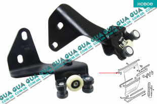 Ролик правой сдвижной двери верхний с кронштейном   