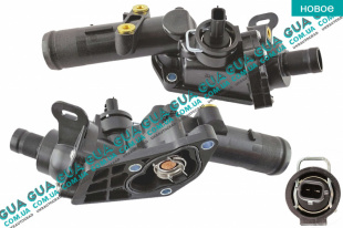 Корпус термостата / фланец охлаждающей жидкости ( пластм. с датчиком )   