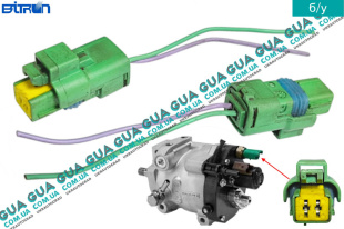 Фишка / разъем с проводами / колодка датчика температуры топлива  ( ТНВД ) SsangYong / САНГЙОНГ KYRON 2.0XDI (1998 куб.см.)
