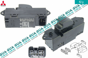 Кнопка стеклоподьемника задней левой двери	 Mitsubishi / МИТСУБИСИ PAJERO III 2000-2006 / ПАДЖЕРО 3 00-06 2.5TD 4WD (2477 куб.см.)