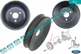 Шкив насоса гидроусилителя руля ( шкив привода ГУР ) 6 ручейков Ford / ФОРД ESCORT 1992-1995 / ЭСКОРТ 92-95 1.3 (1299 куб. см.)