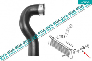 Патрубок интеркулера нижний от турбины к радиатору левый   
