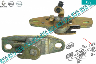 Замок боковой правой сдвижной двери верхний ( лягушка / защелка / флажок )   