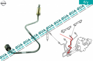 Трубка цилиндра 2 топливной системы ТНВД ( от форсунки к рейке ) Nissan / НИССАН ALMERA N16 / АЛЬМЭРА Н16 2.2 DCI ( 2184 куб.см.)