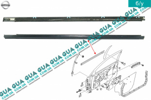 Молдинг / декоративная накладка передней правой двери ( под стекло ) Nissan / НИССАН ALMERA N16 / АЛЬМЭРА Н16 2.2 DCI ( 2184 куб.см.)