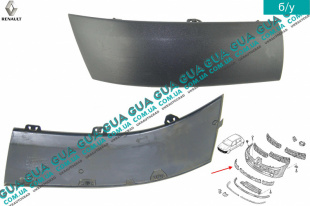 Накладка декоративная / молдинг / листва переднего бампера правая Renault / РЕНО CLIO II / КЛИО 2 1.9DTI (1870 куб.см.)