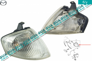 Указатель поворота правый белый поворотник Mazda / МАЗДА 323 F 1998-2004 2.0 TD (1998 куб.см.)
