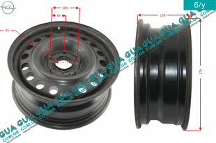 Диск колесный R15 6.5Jx15H2 ET43 металлический ( стальной / железный )   