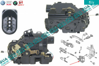 Замок передней левой двери электрический ( на 8 контактов ) VW / ВОЛЬКС ВАГЕН TRANSPORTER V 2003- / ТРАНСПОРТЕР 5 03- 2.0TDI (1968 куб.см.)