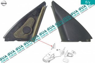 Молдинг / декоративная накладка зеркала левая внутренняя Nissan / НИССАН ALMERA N16 / АЛЬМЭРА Н16 2.2 DCI ( 2184 куб.см.)