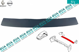 Декоративная накладка порога заднего бампера c 2003 (молдинг) Renault / РЕНО KANGOO 1997-2007 / КАНГУ 97-07 1.5DCI (1461 куб.см.)