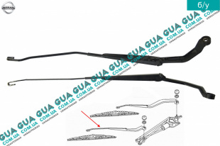 Щеткодержатель правый ( дворник, рычаг стеклоочистителя ) Nissan / НИССАН ALMERA N16 / АЛЬМЭРА Н16 2.2 DCI ( 2184 куб.см.)