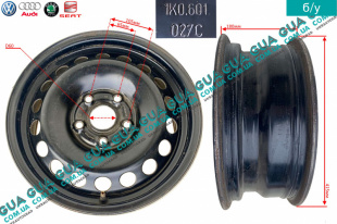 Диск колесный R15 6Jx15H2 ET47 металлический ( стальной / железный ) Seat / СЕАТ ALTEA 2004- 2.0TDI (1968 куб.см.)