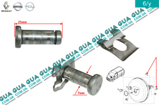 Штифт / палец / шпилька 7х25 вакуумного усилителя тормозов / педали тормоза   