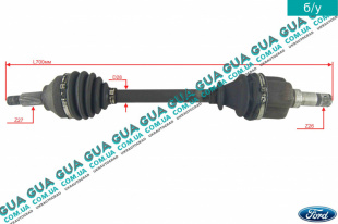 Полуось левая 26/27 ( привод в зборе с шрусами ) Ford / ФОРД MONDEO III 2001-2007 / МОНДЕО 3 2.0  16V DI/TDDI/TDCI (1998 куб.см.)