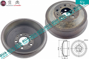 Тормозной барабан ( D 254mm ) Citroen / СИТРОЭН JUMPER 1994-2002 / ДЖАМПЕР 1 2.8 HDI (2799 куб.см.)