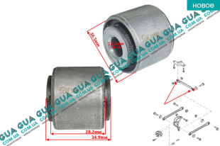 Втулка рычага продольного верхнего / сайлентблок тяги задней подвески 1 шт Ford / ФОРД MONDEO I 1994-1996 / МОНДЕО 1 2.5i 24V (2544 куб.см.)