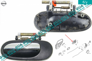 Ручка задней левой двери наружная Nissan / НИССАН ALMERA N16 / АЛЬМЭРА Н16 2.2 DCI ( 2184 куб.см.)