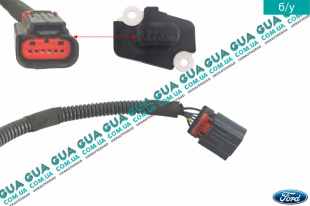 Фишка / разъем с проводами расходомера воздуха ( штекер  воздухомера / колодка датчика массового расхода воздуха ) ДМРВ 6 контактов / пинов Volvo / ВОЛЬВО S80 II 2.0TDi (1997 куб. см.)