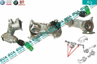 Замок зажигания ( контактная группа / Замок вала рулевого колеса )   