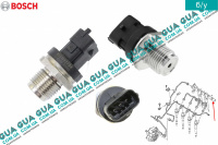 Датчик, давление подачи топлива ( Датчик давления топлива в рейке / Редукционный клапан )	