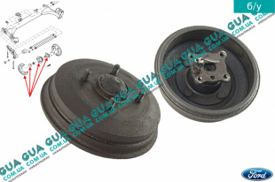 Тормозной барабан задний с ступицей ( D 203mm ) Ford / ФОРД FIESTA 1995-2002 / ФИЕСТА 95-02 1.8D (1753 куб.см. )