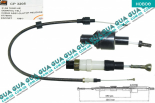 Трос сцепления L 1015/690 мм Ford / ФОРД ESCORT 1992-1995 / ЭСКОРТ 92-95 1.3 (1299 куб. см.)