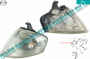 Указатель поворота левый белый поворотник Mazda / МАЗДА 323 F 1998-2004 1.4 16V (1324 куб.см.)
